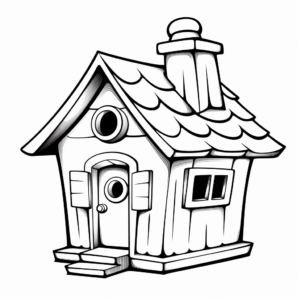 Kid-Friendly Cartoon Bird House Coloring Pages 1