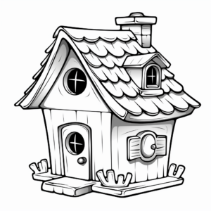 Kid-Friendly Cartoon Bird House Coloring Pages 4