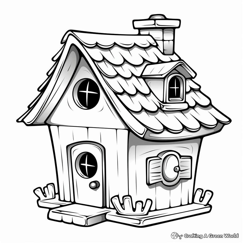 Kid-Friendly Cartoon Bird House Coloring Pages 4