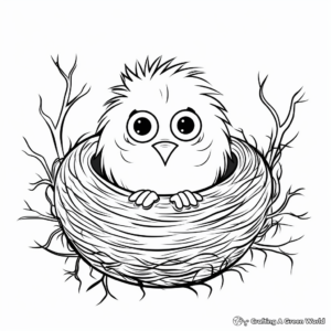 Kid-Friendly Cartoon Bird Nest Coloring Pages 2