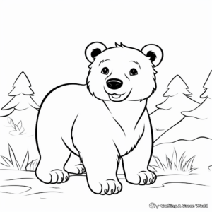 Kid-Friendly Cartoon Black Bear Coloring Pages 1