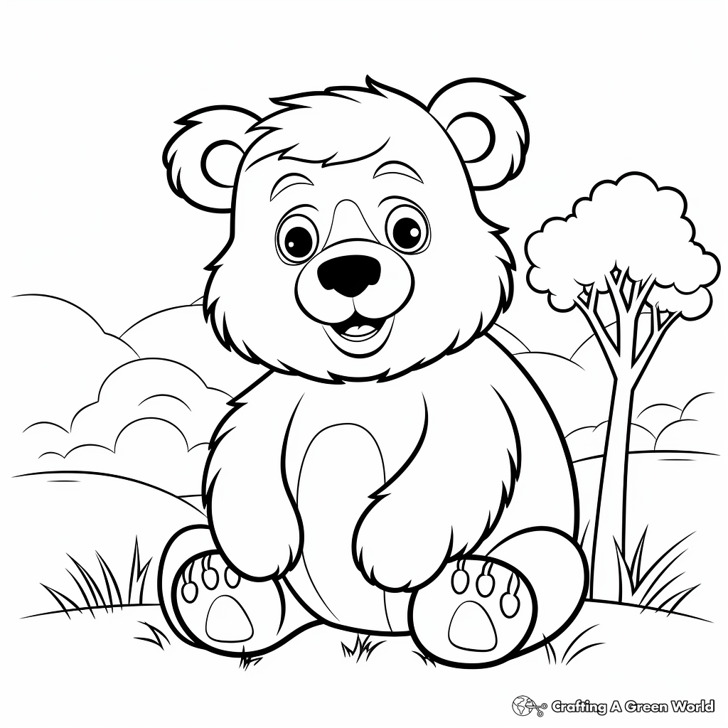 Kid-Friendly Cartoon Black Bear Coloring Pages 2