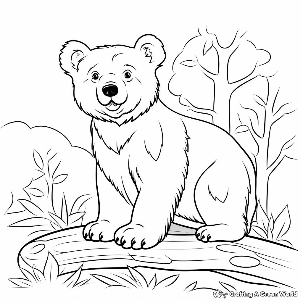 Kid-Friendly Cartoon Black Bear Coloring Pages 3