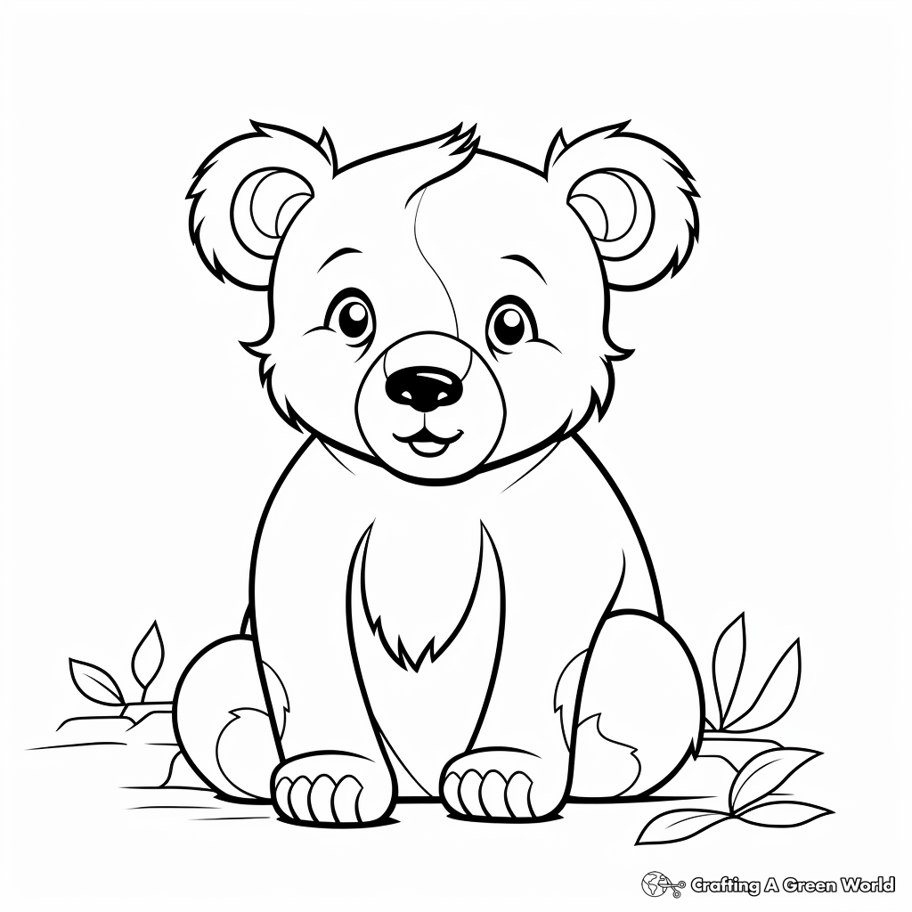 Kid-Friendly Cartoon Black Bear Coloring Pages 4