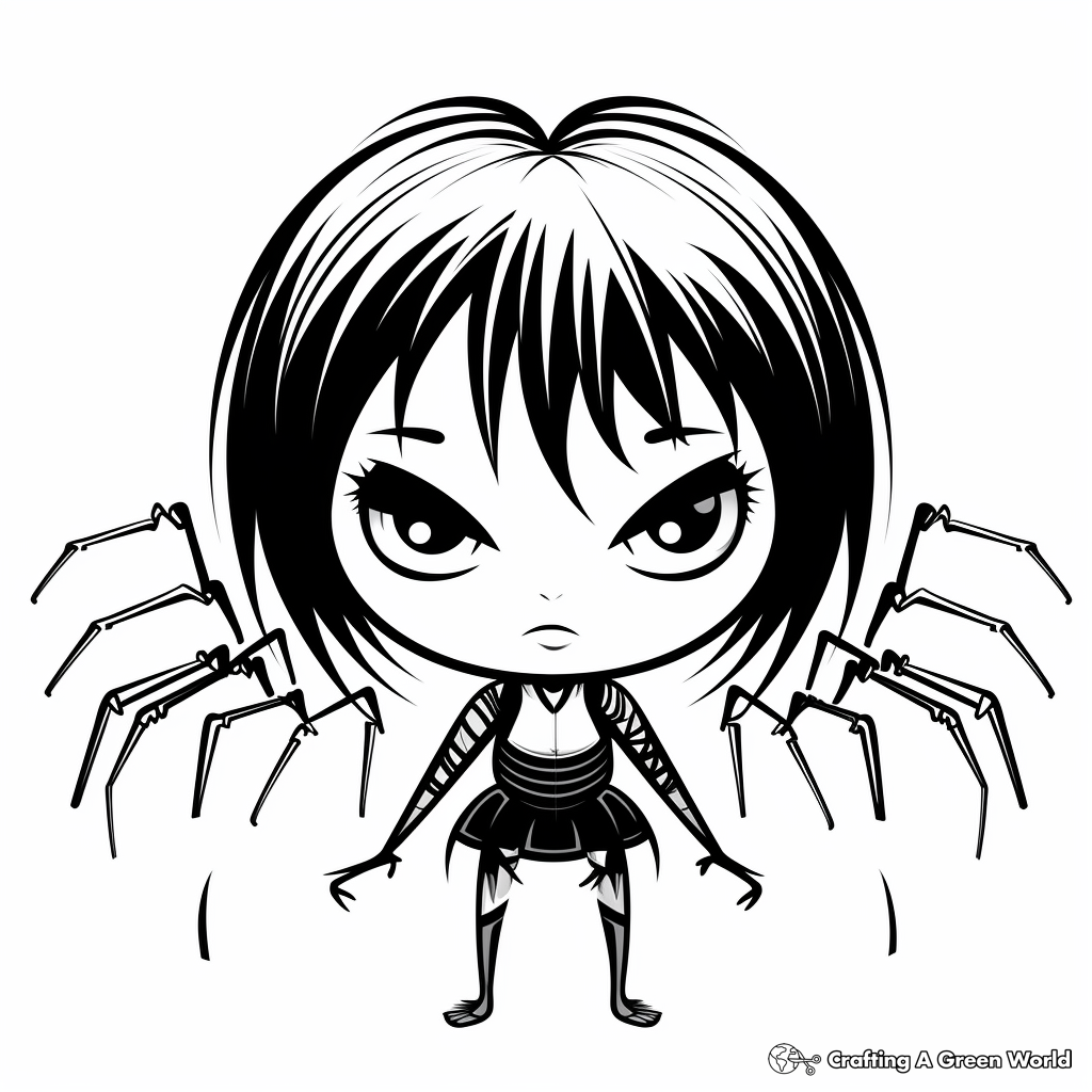 Kid-Friendly Cartoon Black Widow Spider Coloring Pages 1