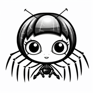 Kid-Friendly Cartoon Black Widow Spider Coloring Pages 2