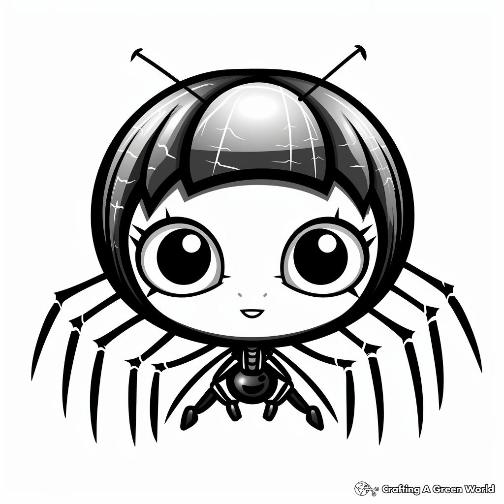 Kid-Friendly Cartoon Black Widow Spider Coloring Pages 2