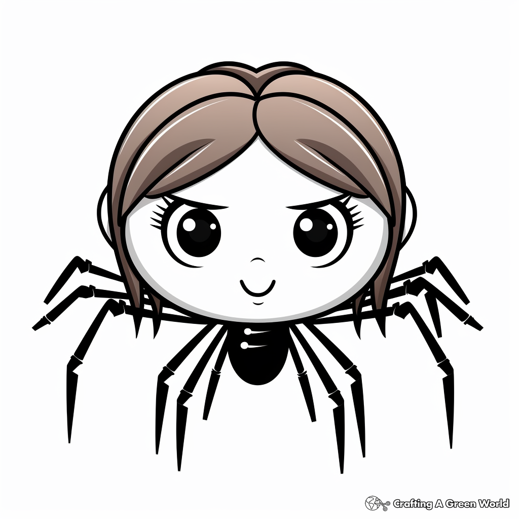 Kid-Friendly Cartoon Black Widow Spider Coloring Pages 3