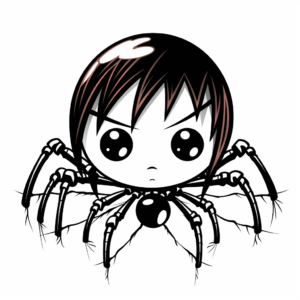 Kid-Friendly Cartoon Black Widow Spider Coloring Pages 4