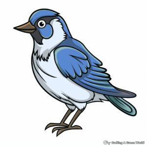 Kid-Friendly Cartoon Blue Jay Coloring Pages 1
