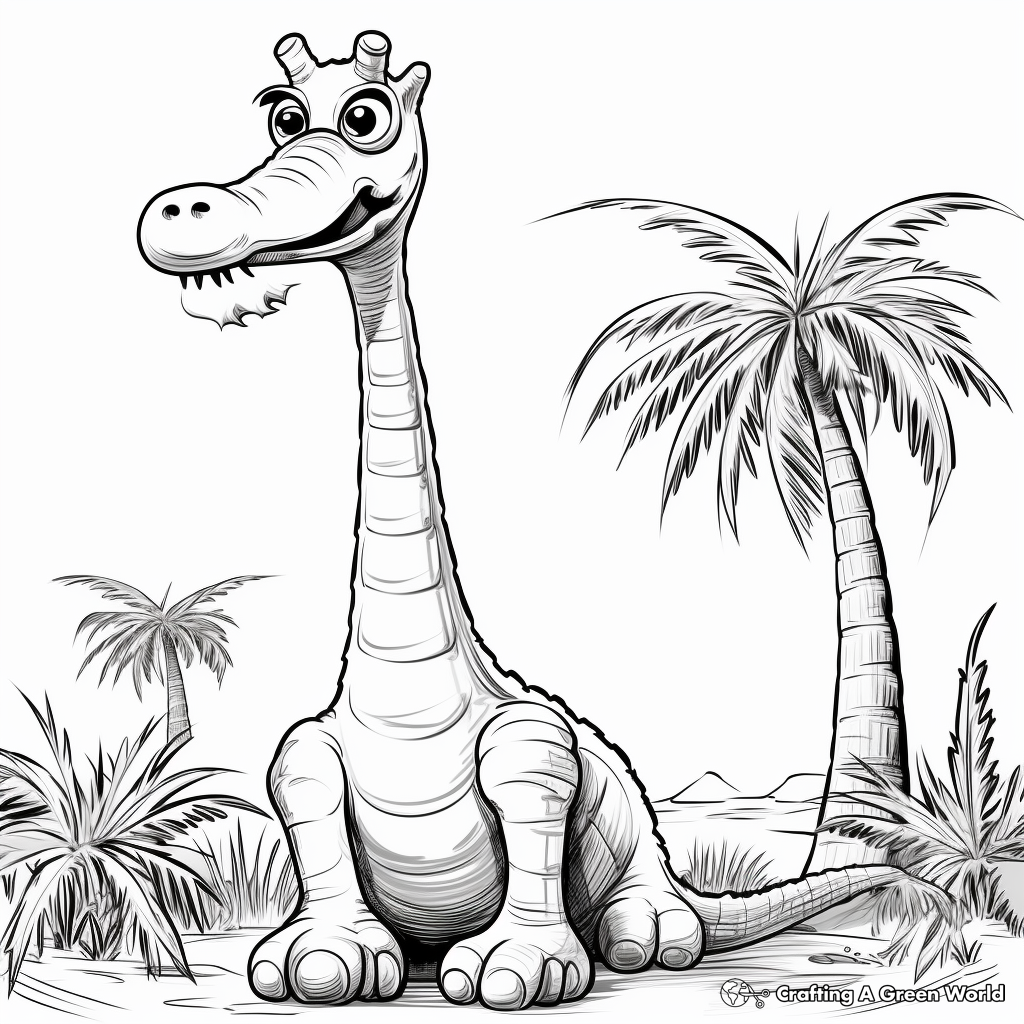 Kid-Friendly Cartoon Brachiosaurus Coloring Pages 4