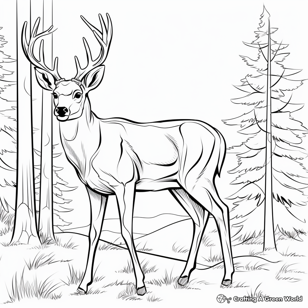 Kid-Friendly Cartoon Buck Coloring Pages 2