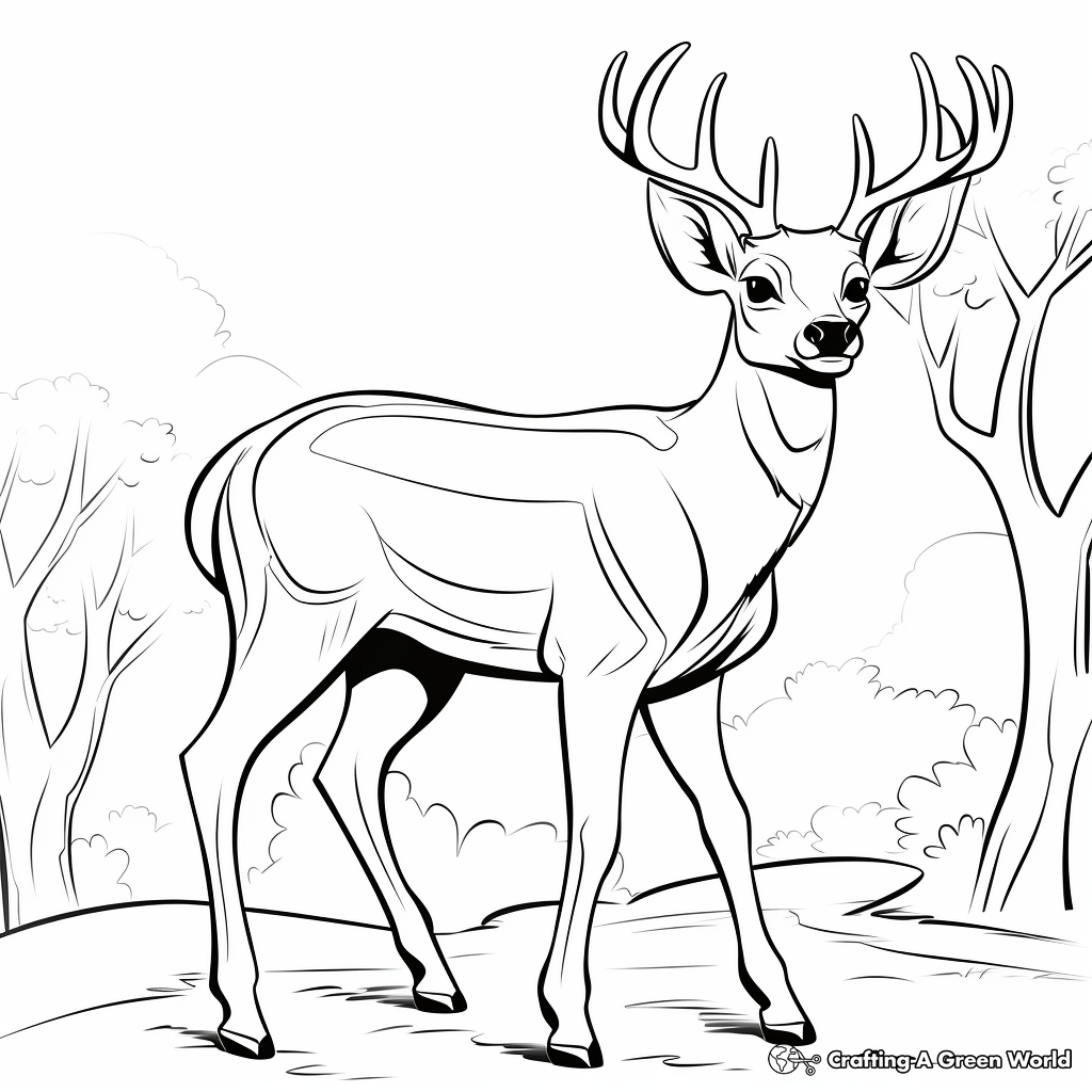 Kid-Friendly Cartoon Buck Coloring Pages 3
