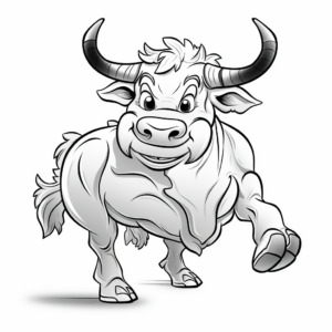 Kid-Friendly Cartoon Bucking Bull Coloring Pages 2