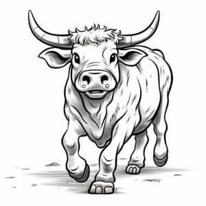 Kid-Friendly Cartoon Bucking Bull Coloring Pages 3