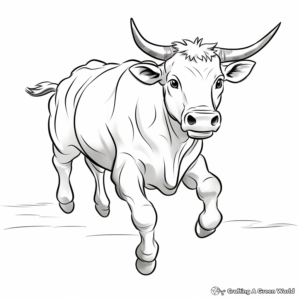 Kid-Friendly Cartoon Bucking Bull Coloring Pages 4