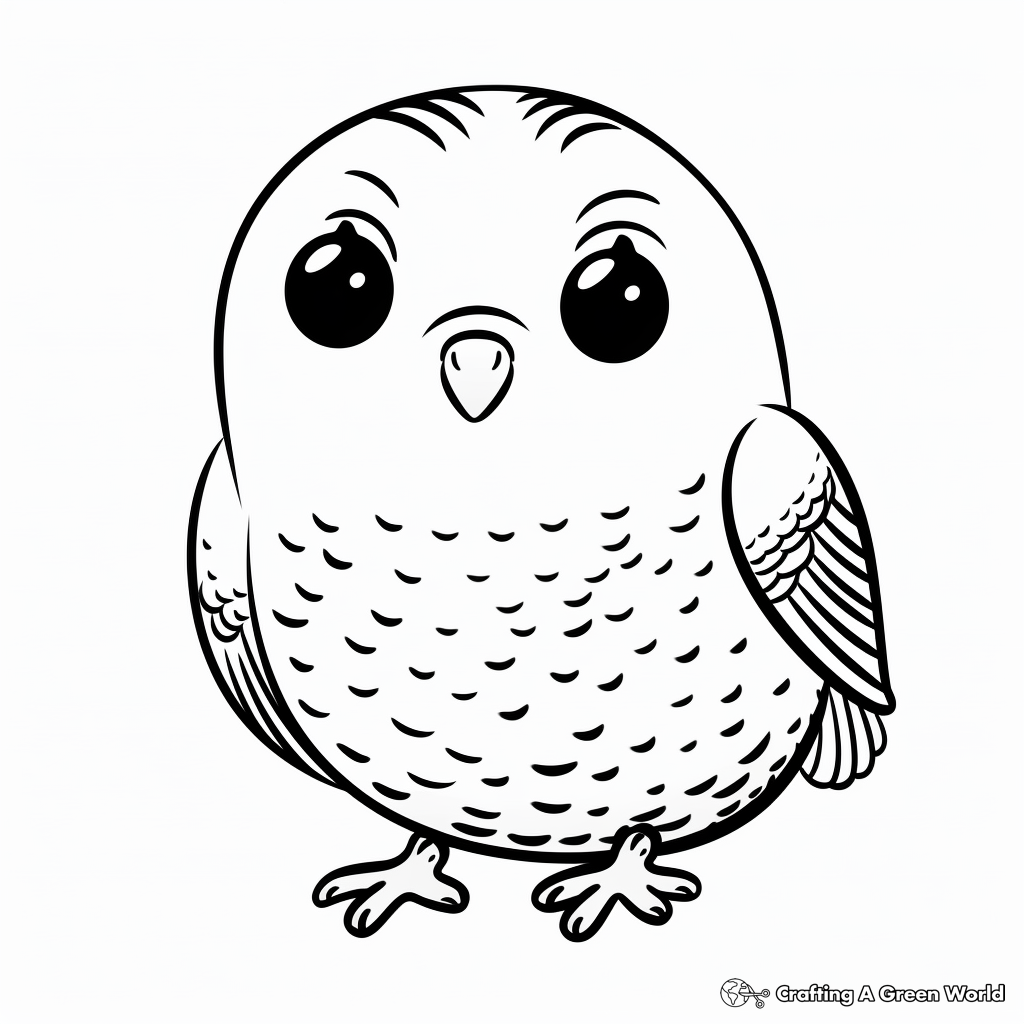 Kid-Friendly Cartoon Budgie Coloring Pages 1