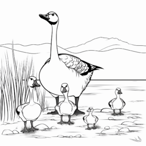 Kid-Friendly Cartoon Canada Geese Coloring Pages 1