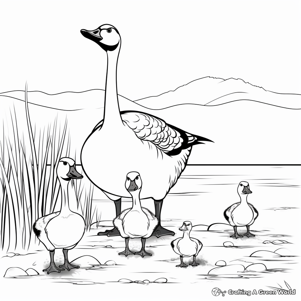 Kid-Friendly Cartoon Canada Geese Coloring Pages 1