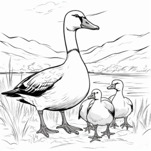 Kid-Friendly Cartoon Canada Geese Coloring Pages 3
