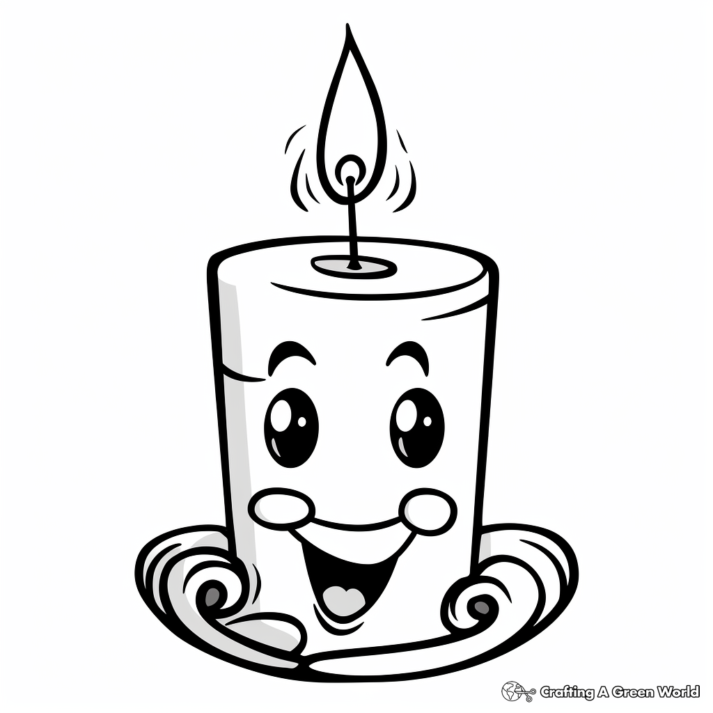 Kid-Friendly Cartoon Candle Coloring Pages 2
