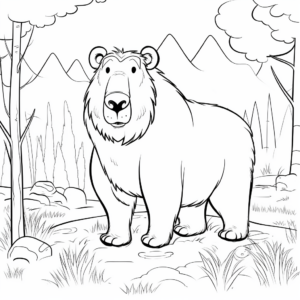 Kid-Friendly Cartoon Capybara Coloring Pages 2