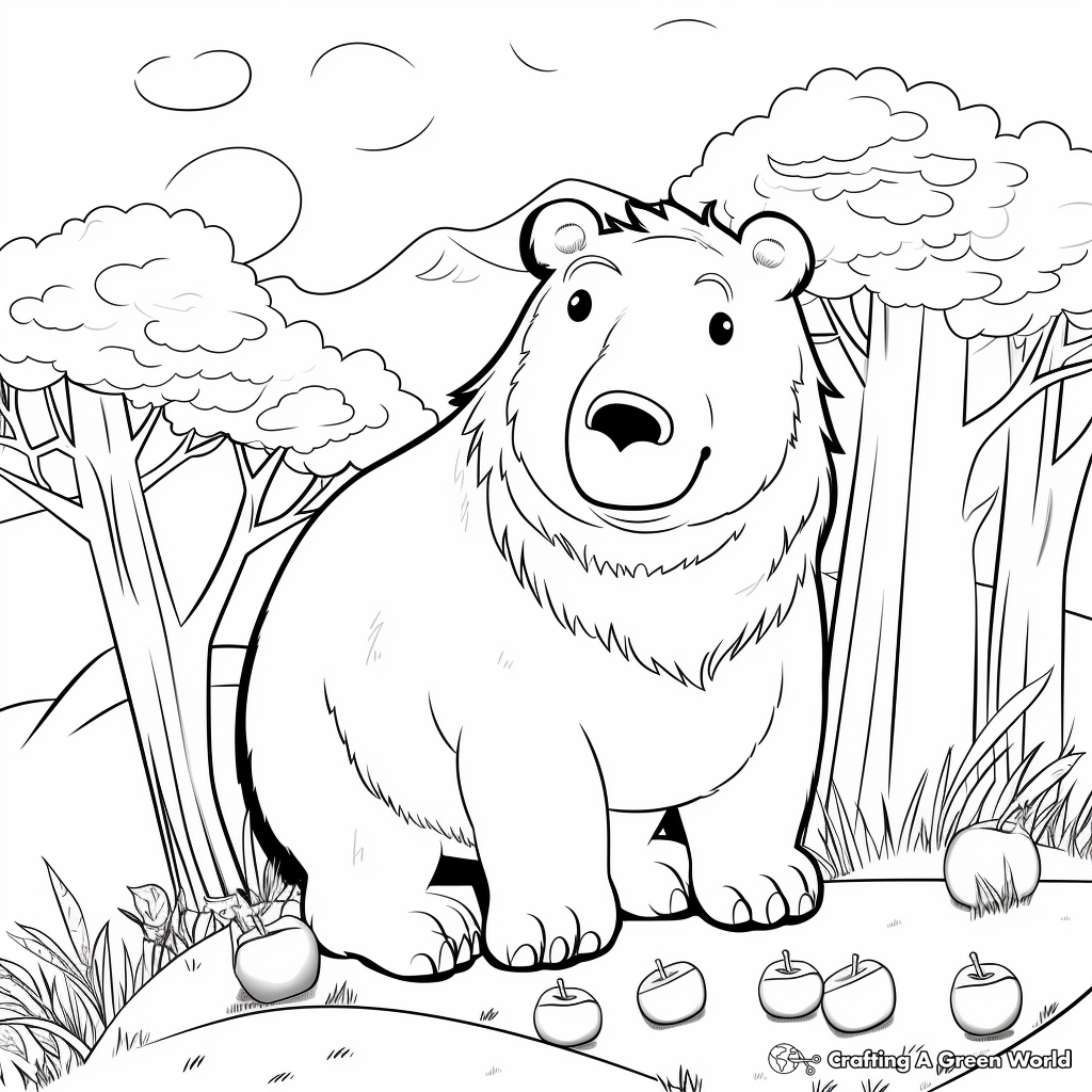 Kid-Friendly Cartoon Capybara Coloring Pages 3