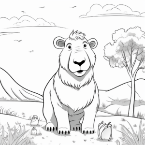 Kid-Friendly Cartoon Capybara Coloring Pages 4
