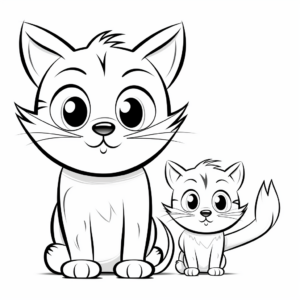 Kid-Friendly Cartoon Cat and Mouse Coloring Pages 2