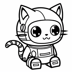 Kid-Friendly Cartoon Cat Bee Coloring Pages 2