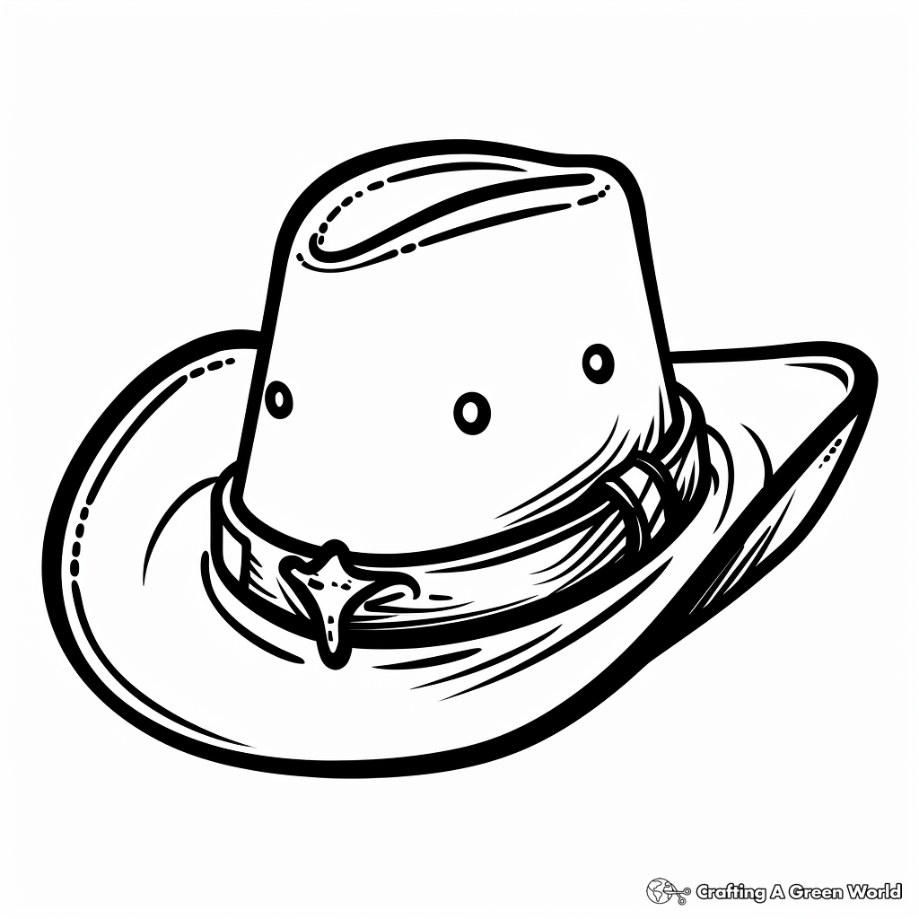Kid-Friendly Cartoon Cowboy Hat Coloring Pages 4