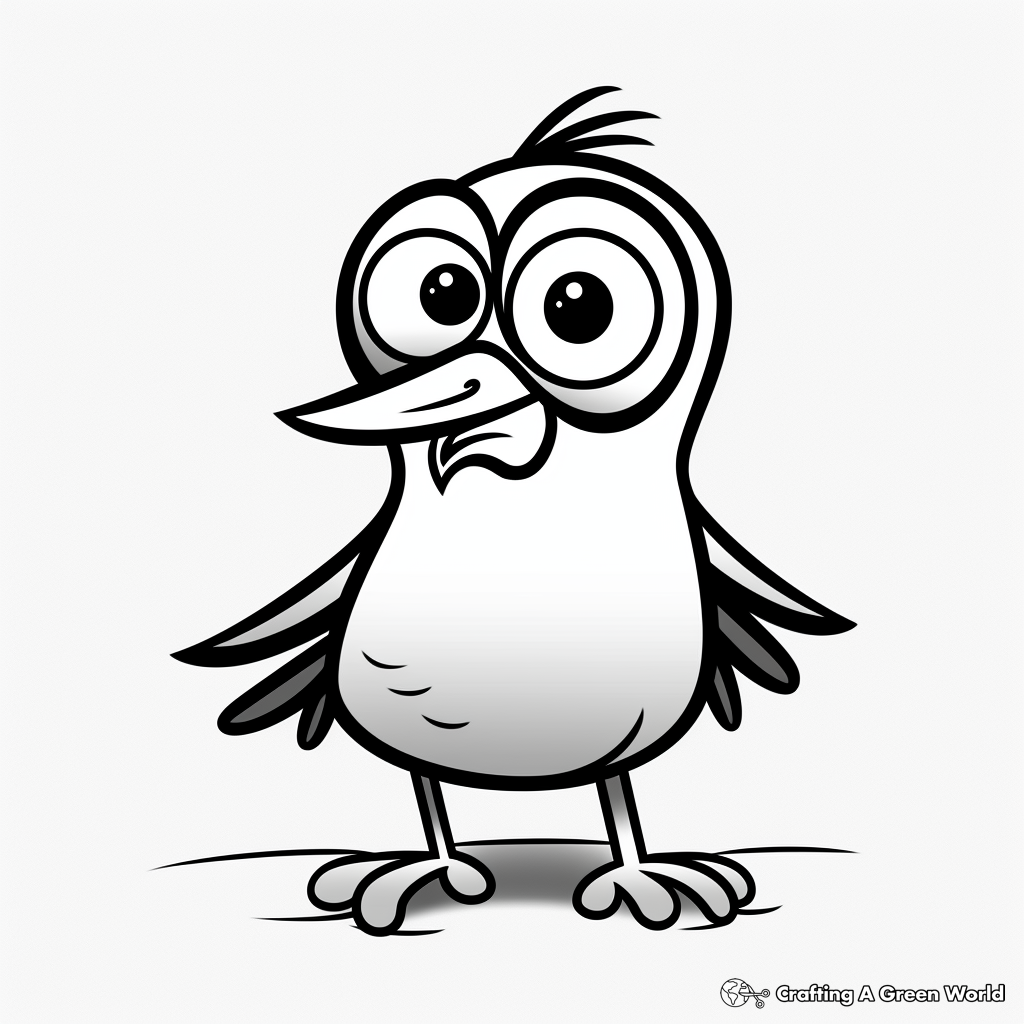 Kid-Friendly Cartoon Crow Coloring Pages 1