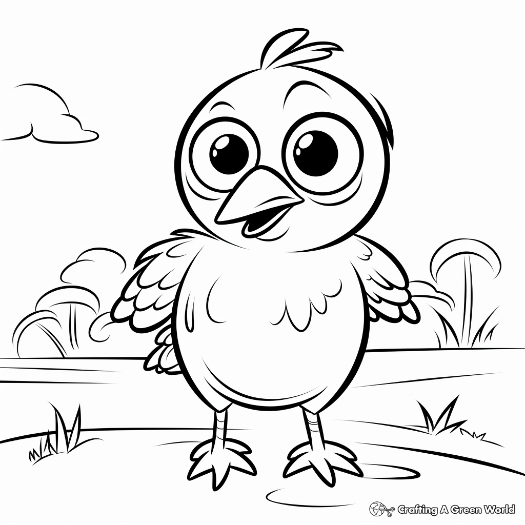 Kid-Friendly Cartoon Crow Coloring Pages 2