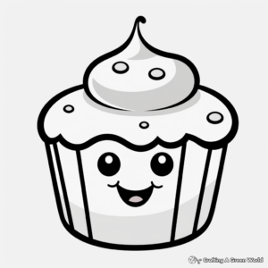 Kid-Friendly Cartoon Cupcake Coloring Pages 3