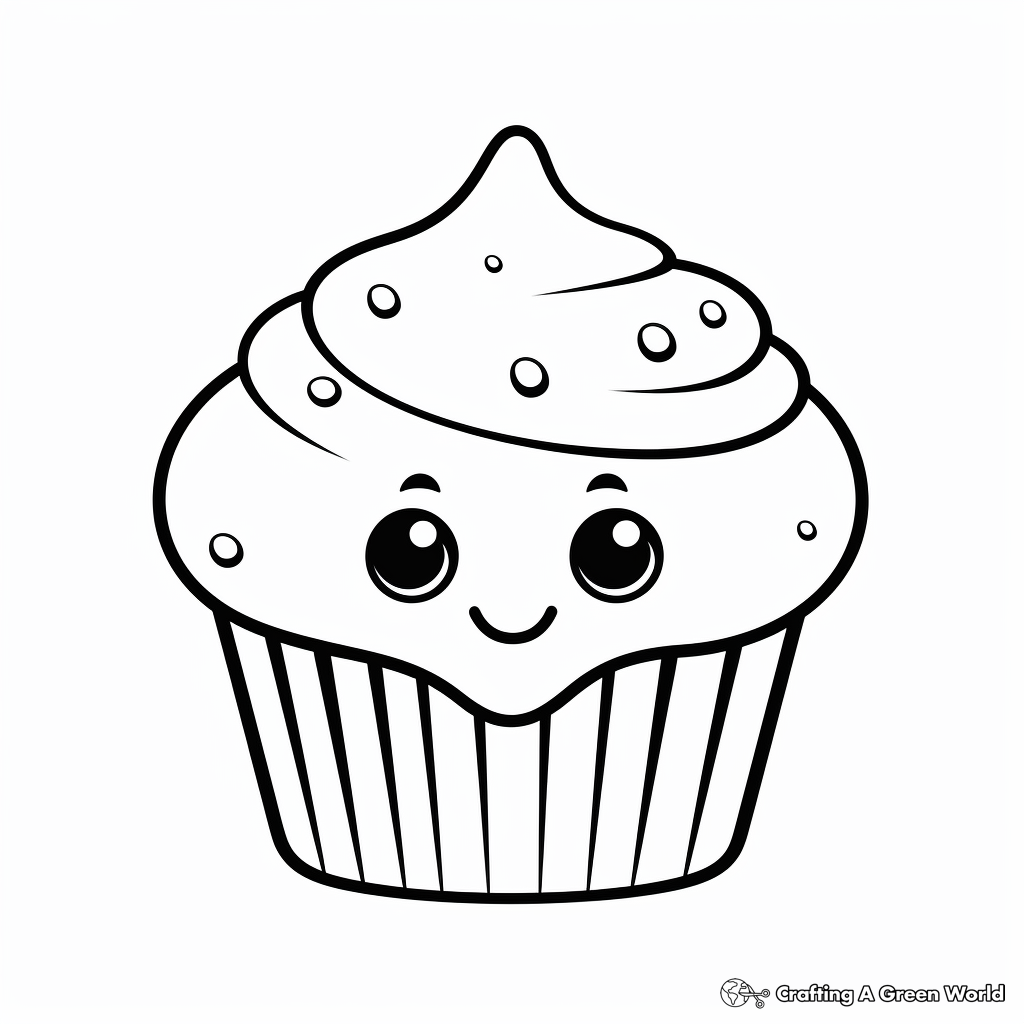 Kid-Friendly Cartoon Cupcake Coloring Pages 4