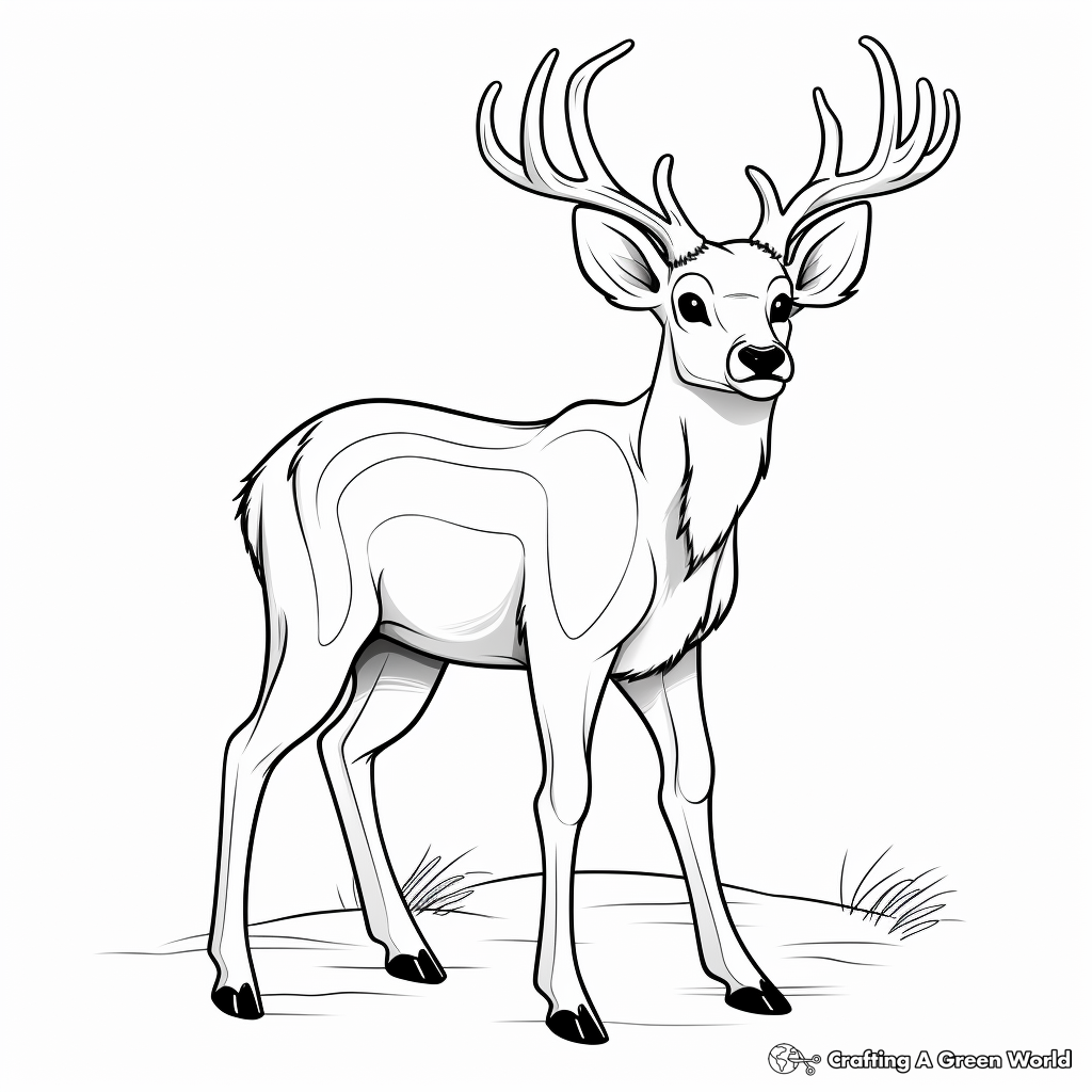 Kid-Friendly Cartoon Deer Antler Coloring Pages 3