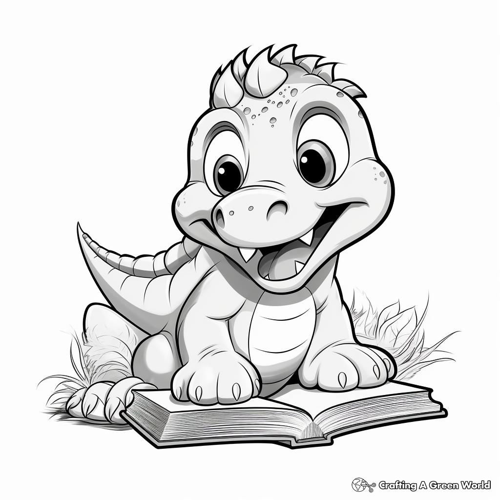 Kid-Friendly Cartoon Dinosaur Coloring Pages 3