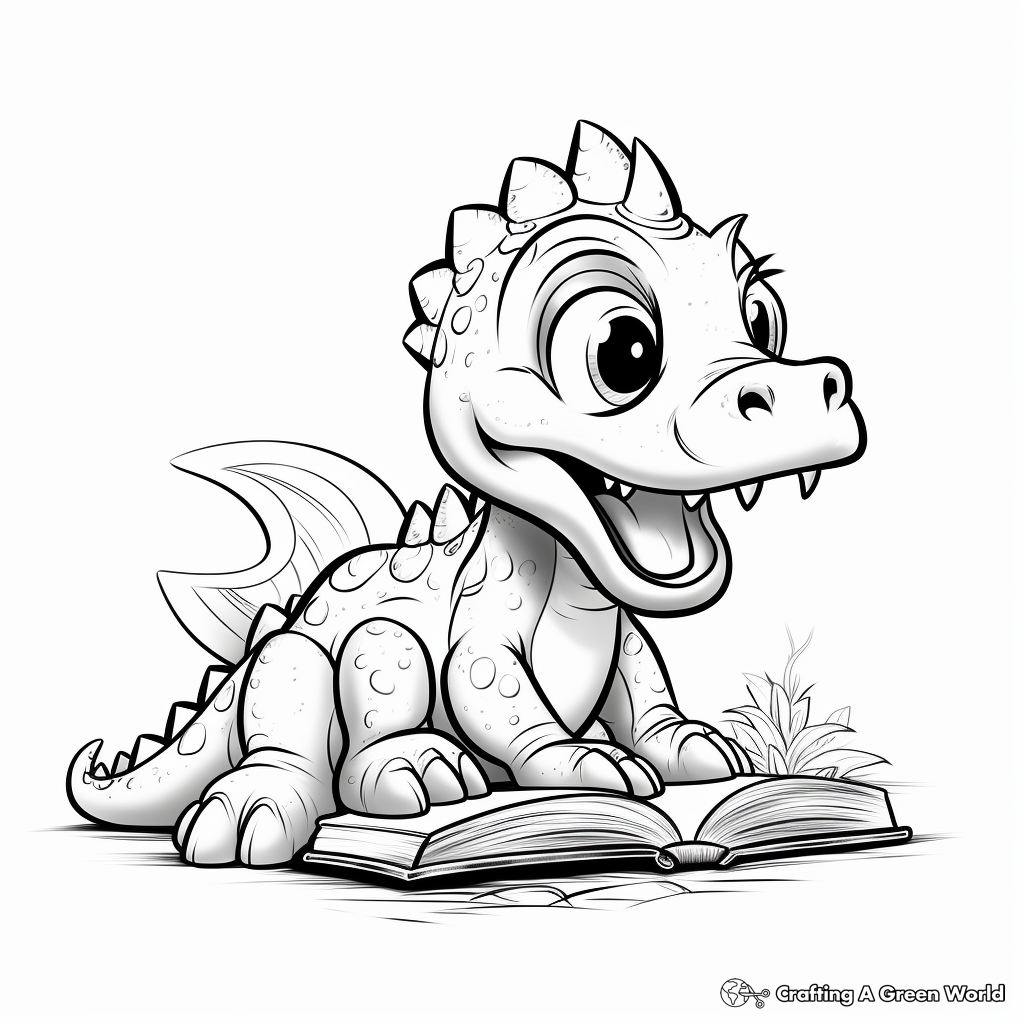 Kid-Friendly Cartoon Dinosaur Coloring Pages 4