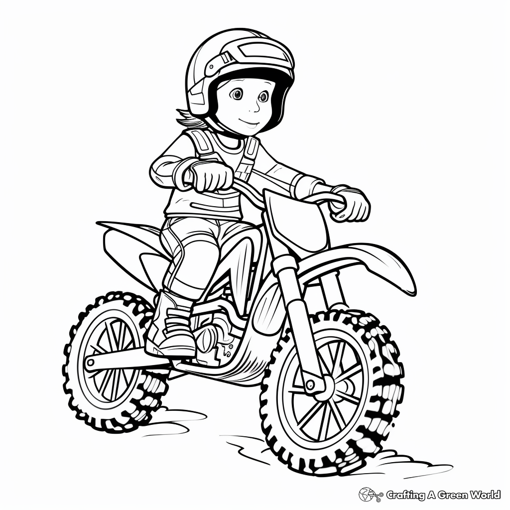 Kid-Friendly Cartoon Dirt Bike Coloring Pages 4