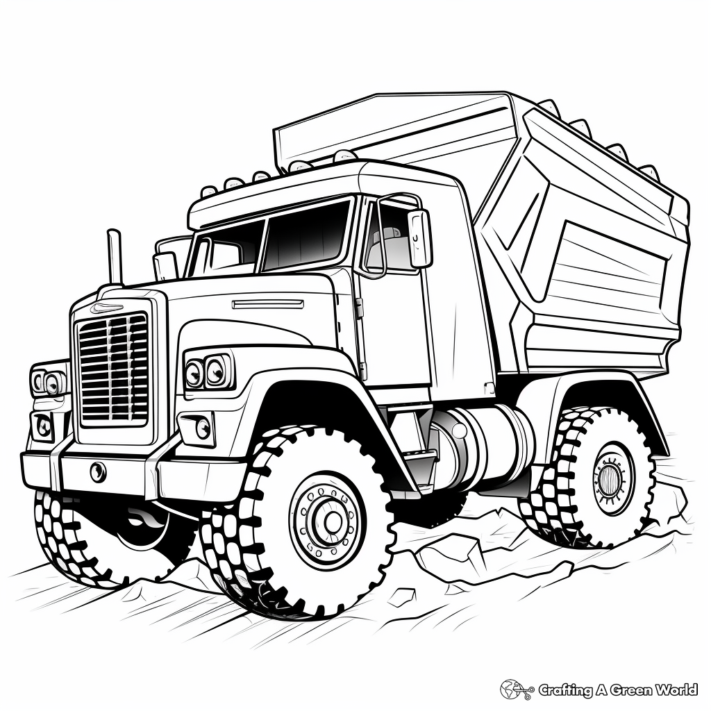 Kid-friendly Cartoon Dump Truck Coloring Pages 2