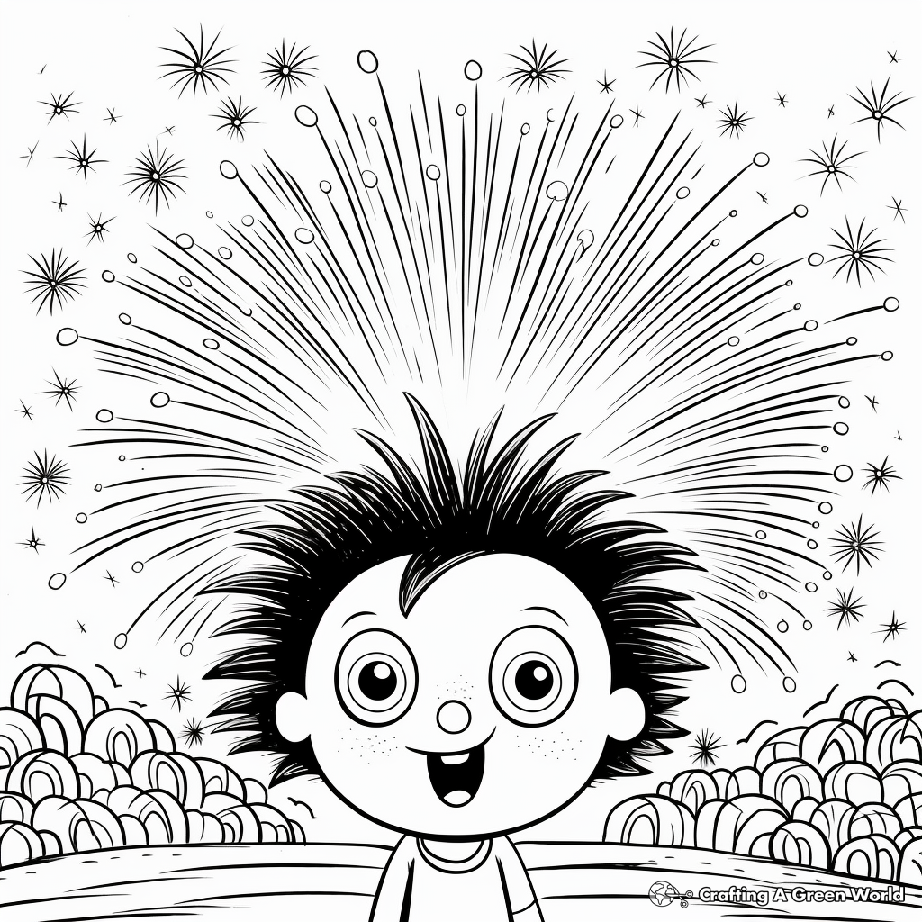 Kid-Friendly Cartoon Fireworks Coloring Pages 1