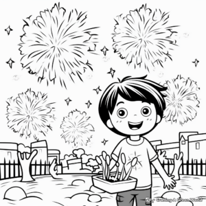 Kid-Friendly Cartoon Fireworks Coloring Pages 4