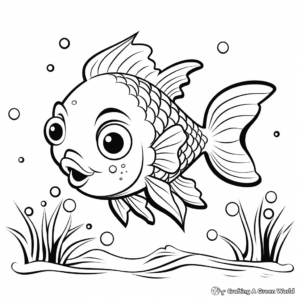 Kid-Friendly Cartoon Fish Aquarium Coloring Pages 2