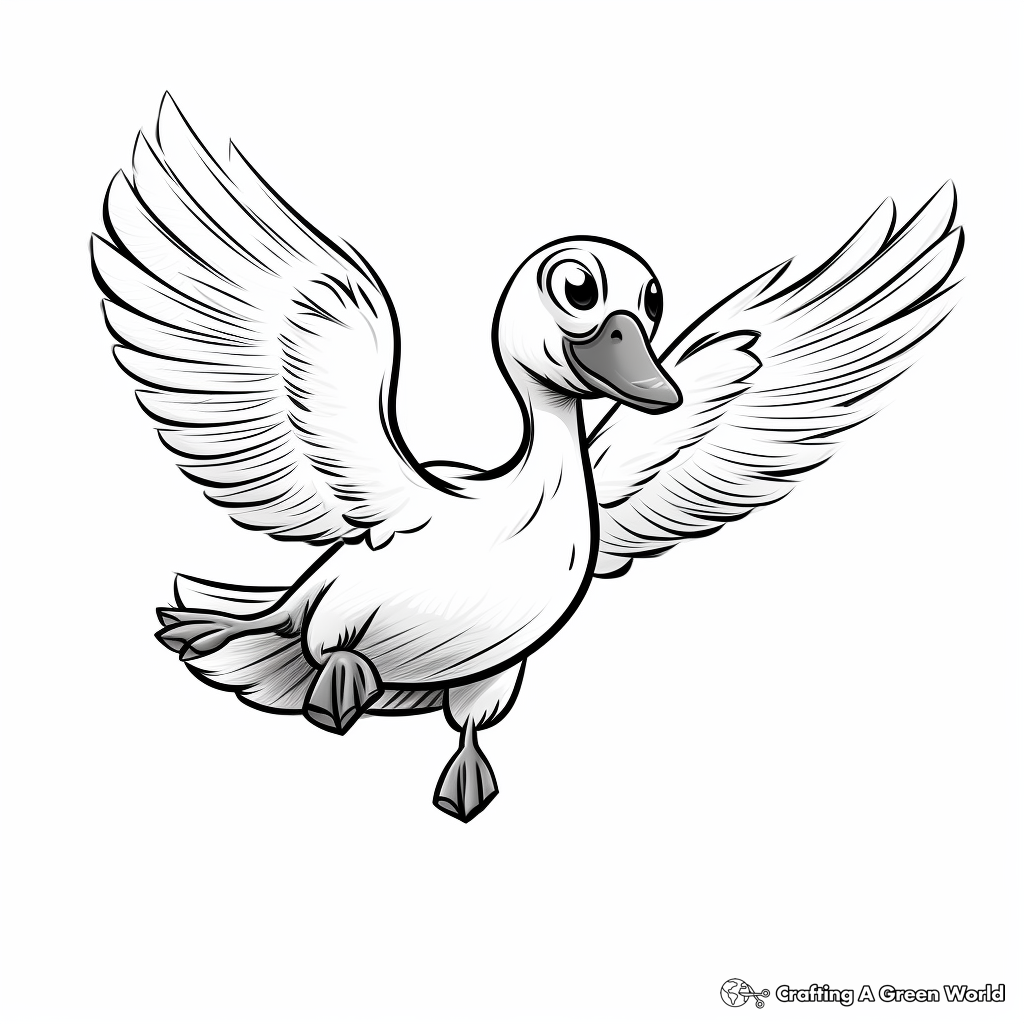 Kid-Friendly Cartoon Flamingo in Flight Coloring Pages 3
