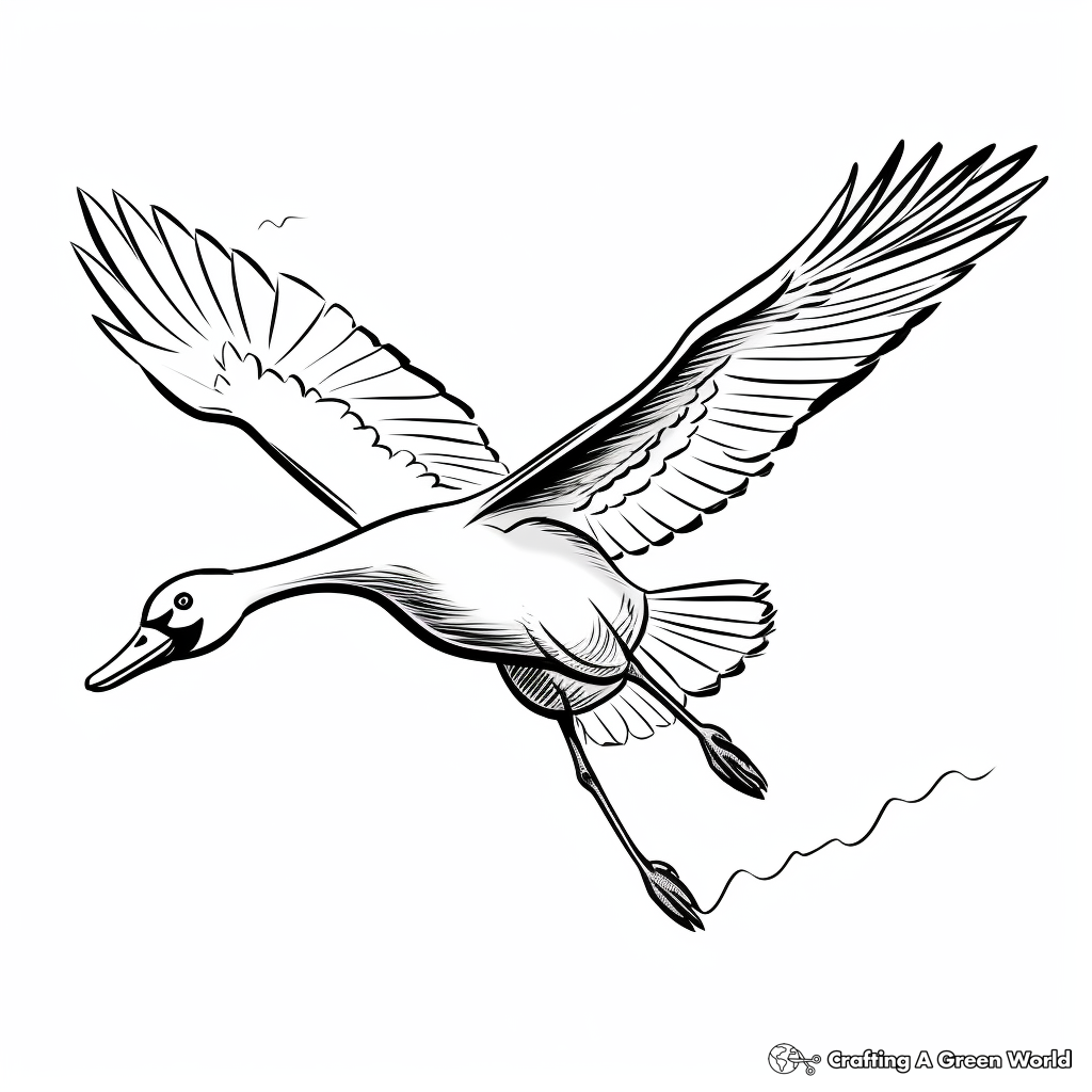 Kid-Friendly Cartoon Flamingo in Flight Coloring Pages 4