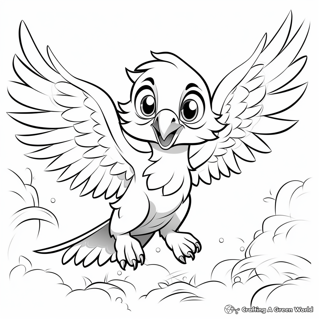 Kid-Friendly Cartoon Flying Eagle Coloring Pages 2