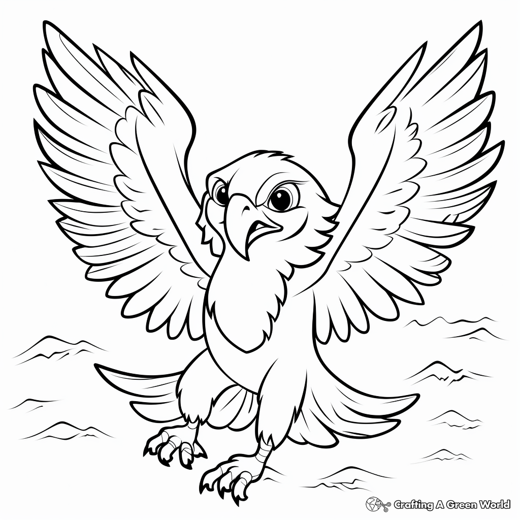 Kid-Friendly Cartoon Flying Eagle Coloring Pages 3