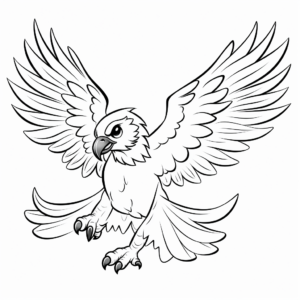 Kid-Friendly Cartoon Flying Eagle Coloring Pages 4