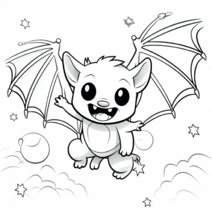 Kid-Friendly Cartoon Fruit Bat Coloring Pages 3