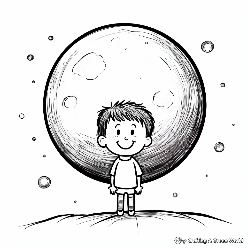 Kid-Friendly Cartoon Full Moon Coloring Pages 1